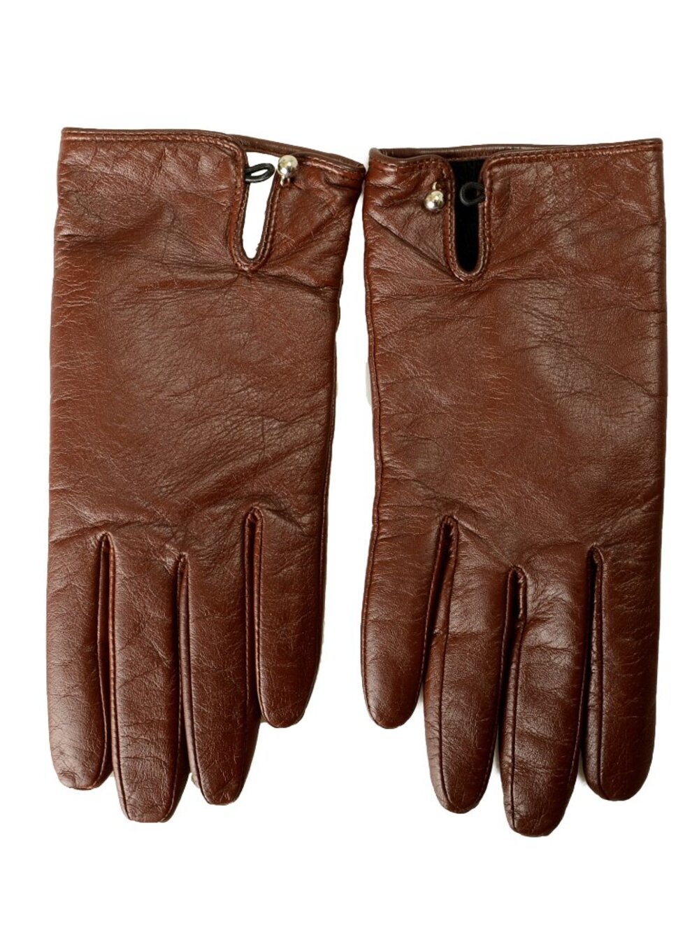 Hugo Boss Women's "DH_68_1" 100% Brown Leather Gloves Sz 7 / Medium
